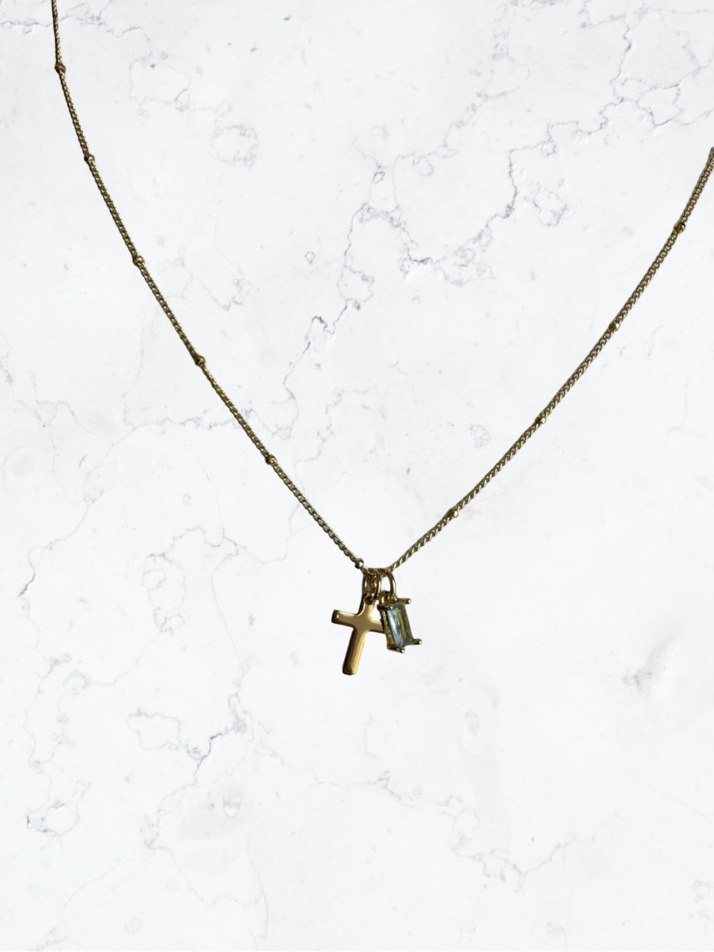 March Crystal & Charm Cross Pendant Necklace - Women Jewelry